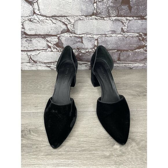 JENNI KAYNE Black Velvet D’ Orsay Block Heel Pointed Shoes Women Sz 39.5EU/9M US - Picture 8 of 16